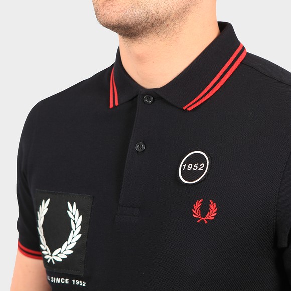 Fred Perry Mens Black Graphic Applique Polo Shirt main image