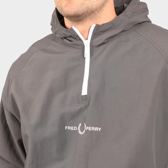 Fred Perry Mens Grey Embroidered Half Zip Jacket #3