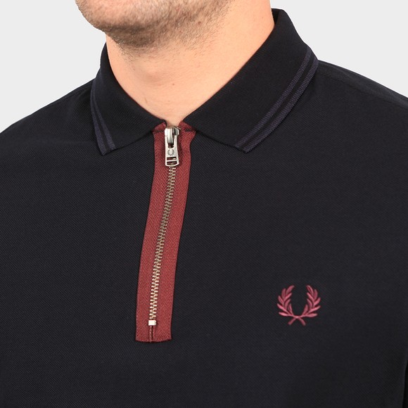 Fred Perry Mens Blue Zip Neck Polo Shirt #3