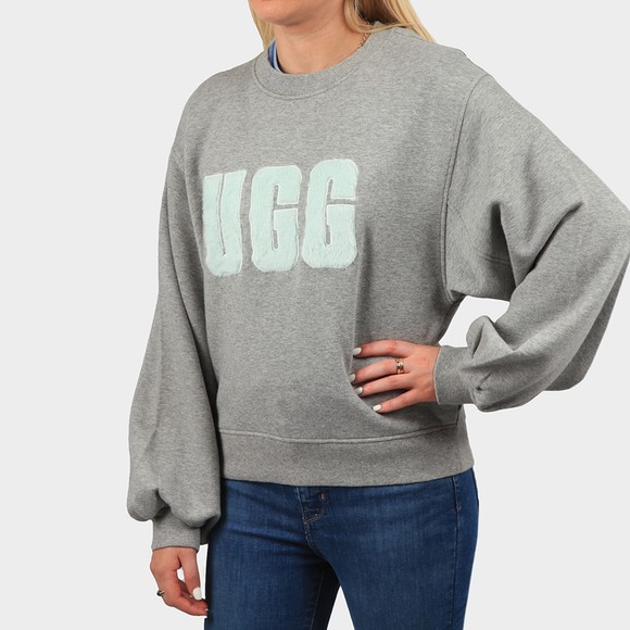 Ugg Womens Grey Fuzzy Logo Brook Crew Sweatshirt main image