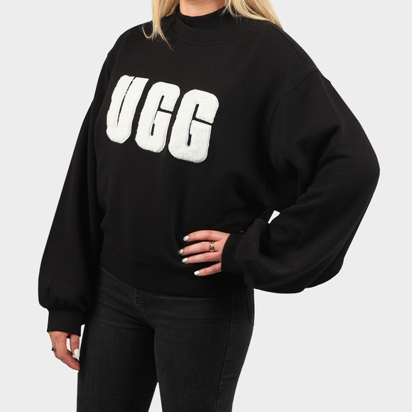 Ugg Womens Black Fuzzy Logo Brook Crew Sweatshirt main image