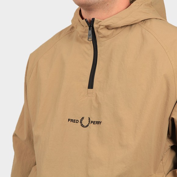 Fred Perry Mens Beige Embroidered Half Zip Jacket #3