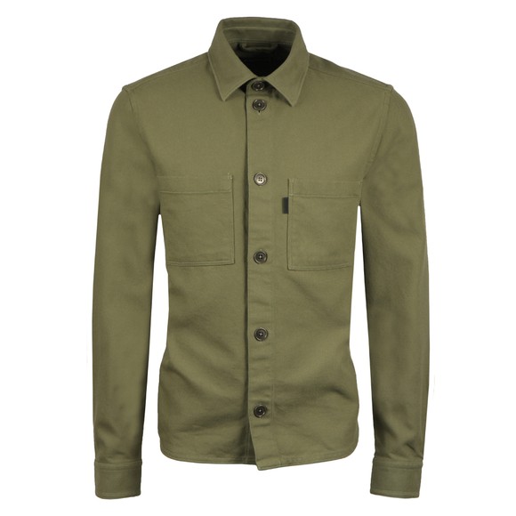 J.Lindeberg Mens Green Structured Twill Overshirt #1