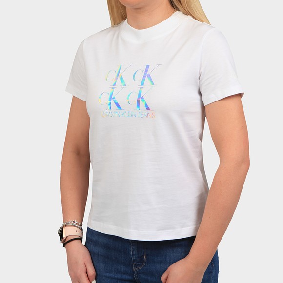 Calvin Klein Jeans Womens White Shine Logo T Shirt main image