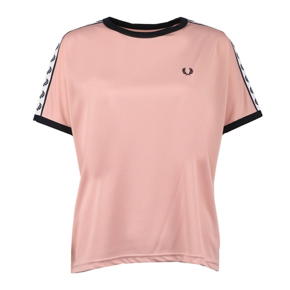 Fred Perry Womens Pink Boxy Taped Ringer T Shirt main image