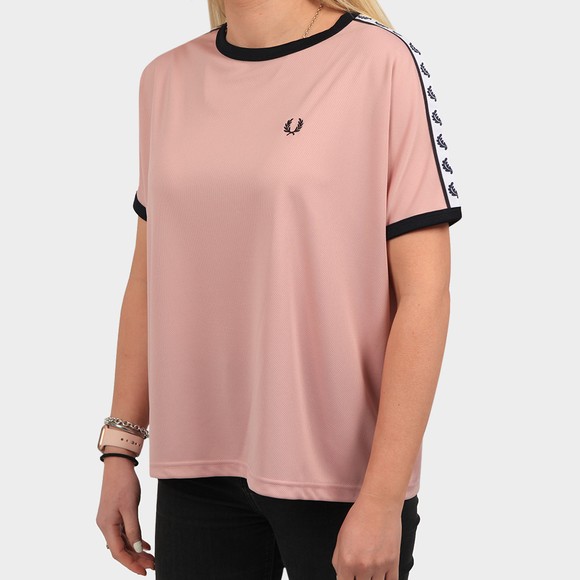 Fred Perry Womens Pink Boxy Taped Ringer T Shirt main image