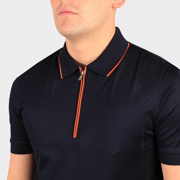 BOSS Mens Blue Formal Polston 22 Zip Polo Shirt #3