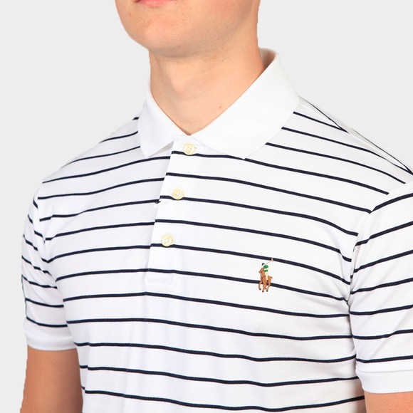 Polo Ralph Lauren Mens White Pima Cotton Stripe Polo Shirt #3