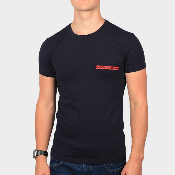 Emporio Armani Mens Blue Strip Logo Stretch T Shirt main image