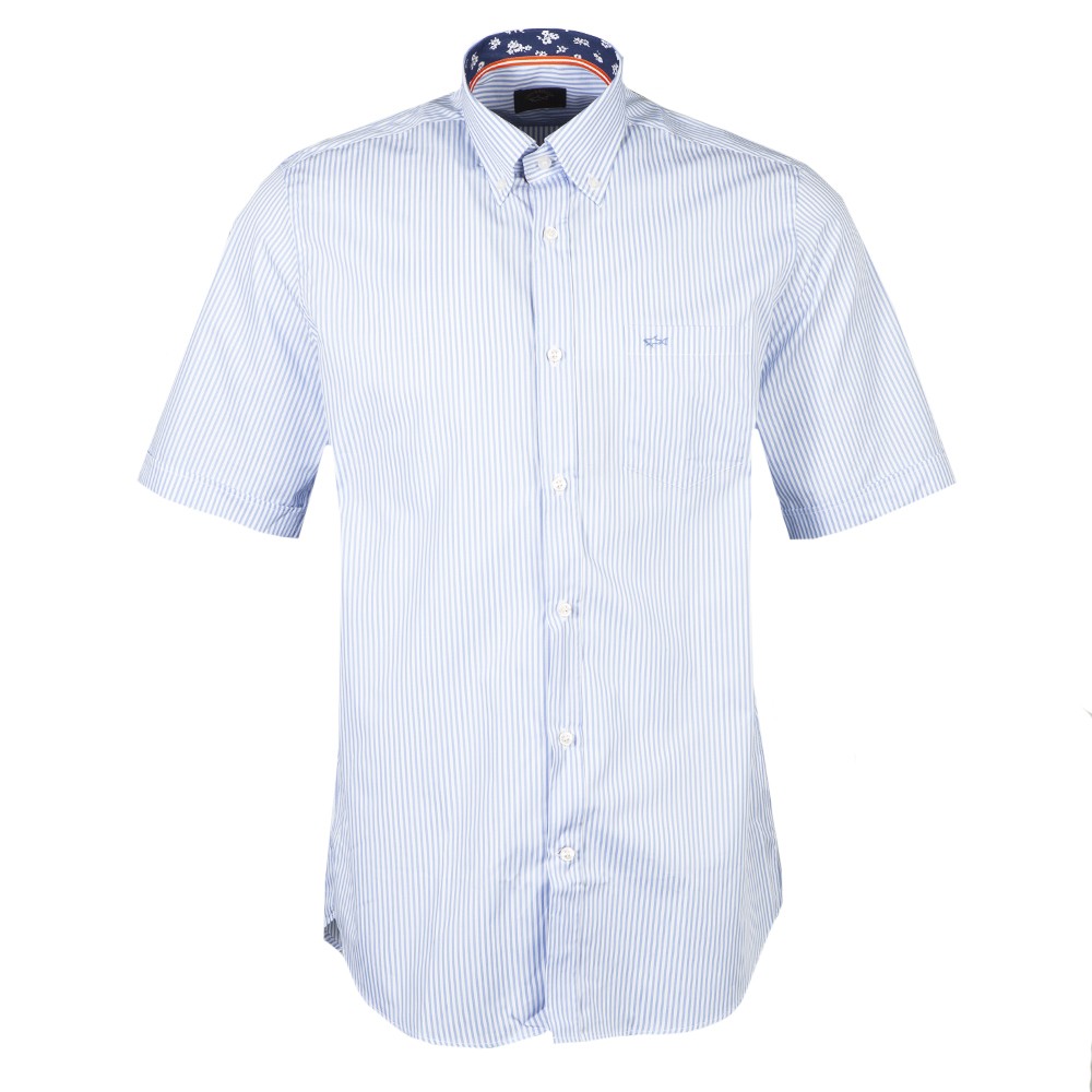 

Flower Trim Stripe Shirt