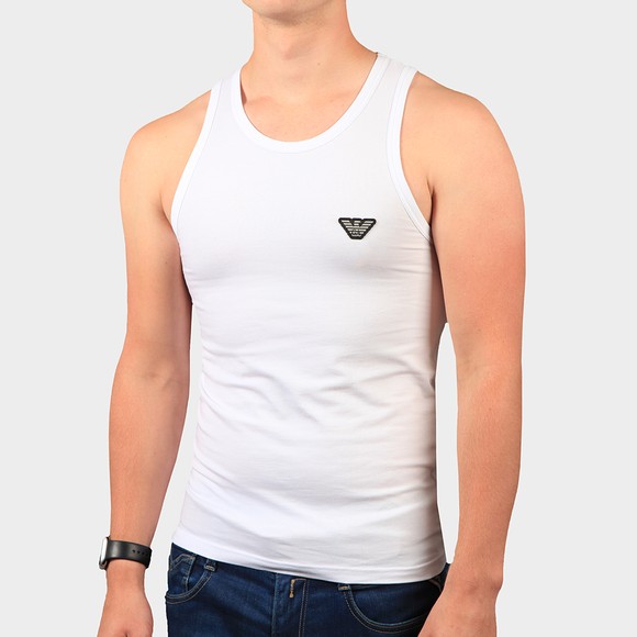 Emporio Armani Mens White Embroidered Logo Vest main image