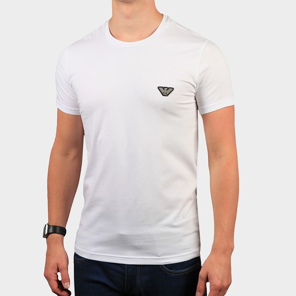 Emporio Armani Mens White Embroidered Eagle Logo Stretch T Shirt main image