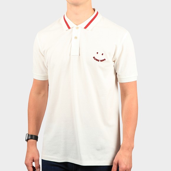 PS Paul Smith Mens White Regular Fit Happy Polo Shirt main image