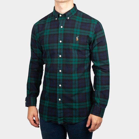 Polo Ralph Lauren Mens Green Slim Fit Plaid Oxford Shirt #2