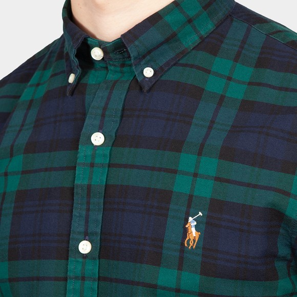 Polo Ralph Lauren Mens Green Slim Fit Plaid Oxford Shirt #3