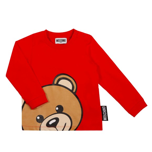 Moschino Boys Red Maxi Bear Long Sleeve T Shirt & Jogger Set main image