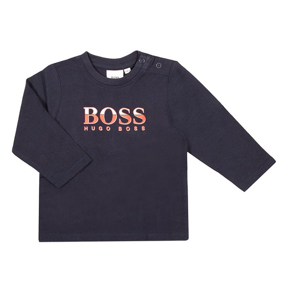 BOSS Baby Boys Blue J05871 Split Logo Long Sleeve T Shirt main image