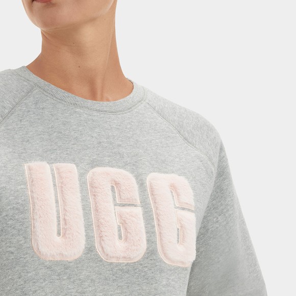 Ugg Womens Grey Madeline Fuzzy Logo Crew Neck Sweatshirt #3