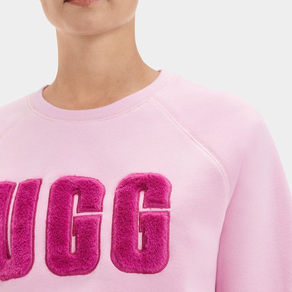 Ugg Womens Pink Madeline Fuzzy Logo Crew Neck Sweatshirt #3