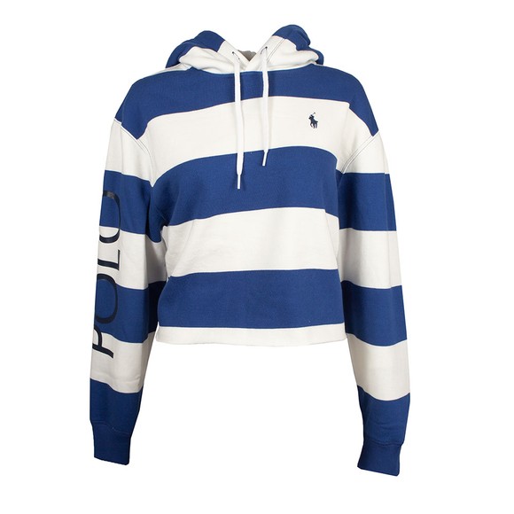 Polo Ralph Lauren Stripe Cropped Fleece Hoody | Oxygen Clothing