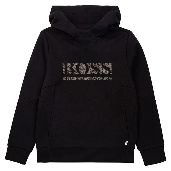 BOSS Boys Black Gold Logo Hoody main image