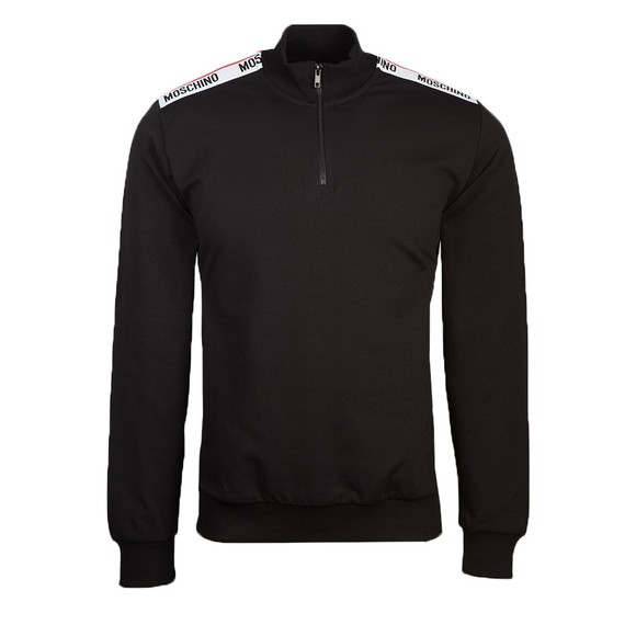 Moschino Mens Black Shoulder Tape Half Zip Sweatshirt main image