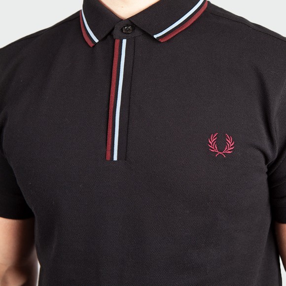 Fred Perry Mens Black Tipped Placket Polo Shirt #3