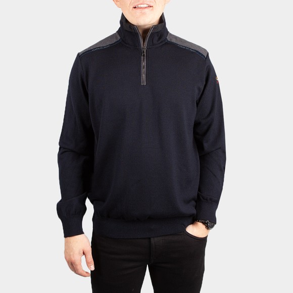 Paul & Shark Mens Blue Textured Shoulder Half Zip Knitted Jumper #2