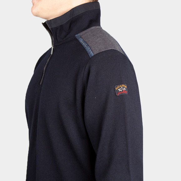 Paul & Shark Mens Blue Textured Shoulder Half Zip Knitted Jumper #3