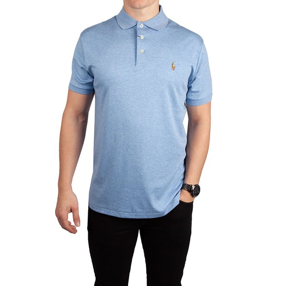 Polo Ralph Lauren Mens Blue Custom Slim Fit Pima Polo Shirt #2
