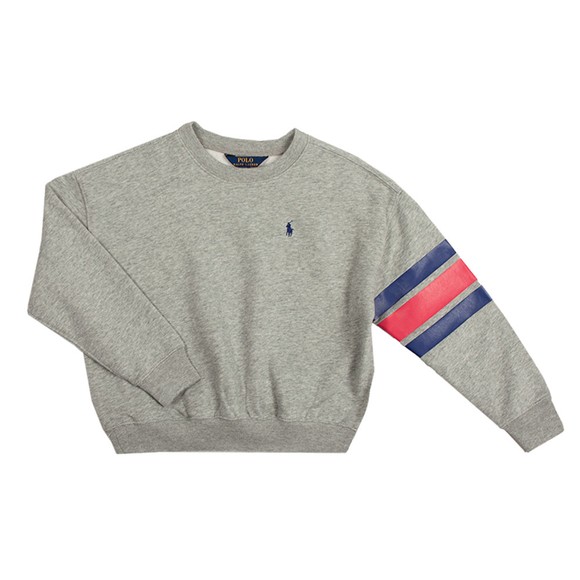 Polo Ralph Lauren Girls Grey Logo Striped Sweatshirt main image