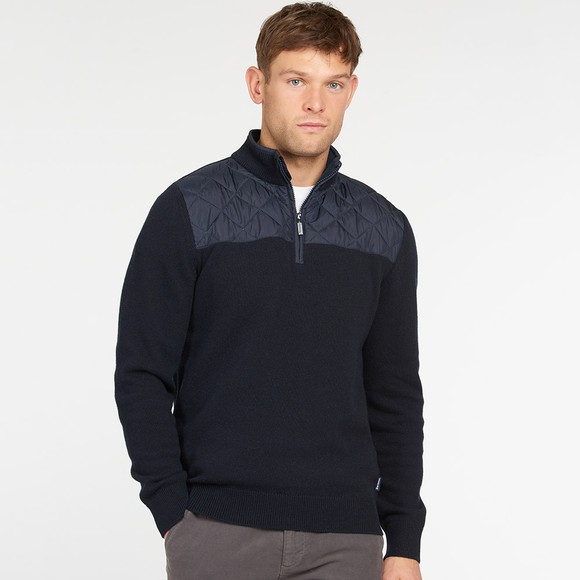 Barbour Lifestyle Mens Blue Diamond Quilt Half Zip Jumper main image