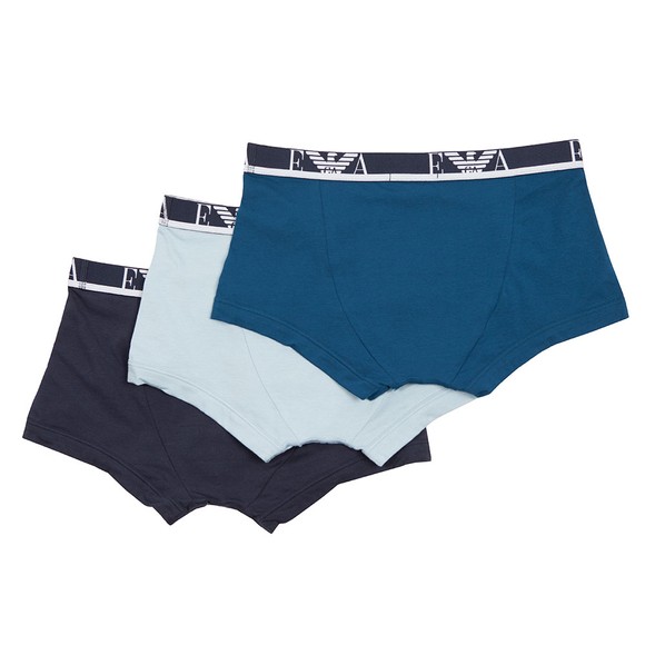 Emporio Armani Mens Navy/Teal/Sky 3 Pack Stretch Cotton Trunk main image