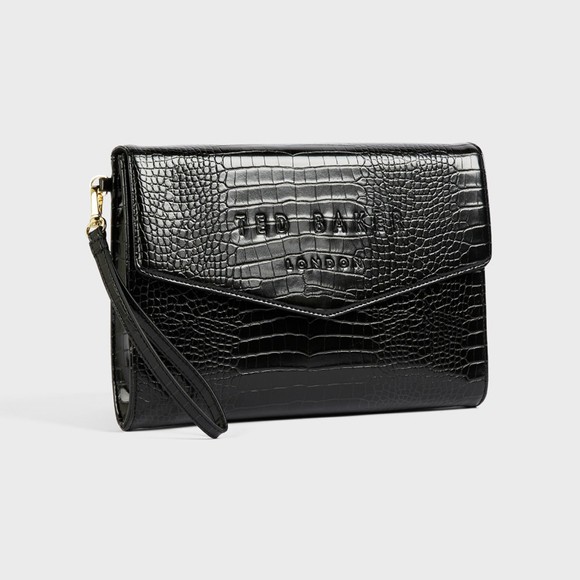 Ted Baker Womens Black Crocey Croc Detail Debossed Pouch main image