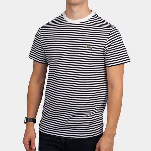 Lacoste Mens White TH7095 Stripe T-Shirt main image