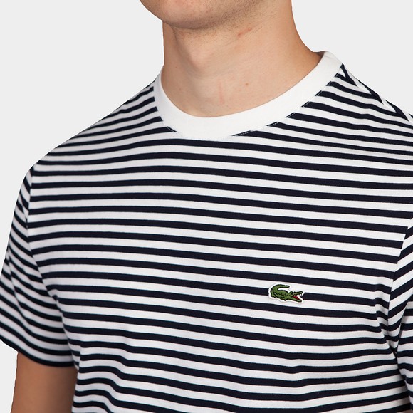 Lacoste Mens White TH7095 Stripe T-Shirt main image