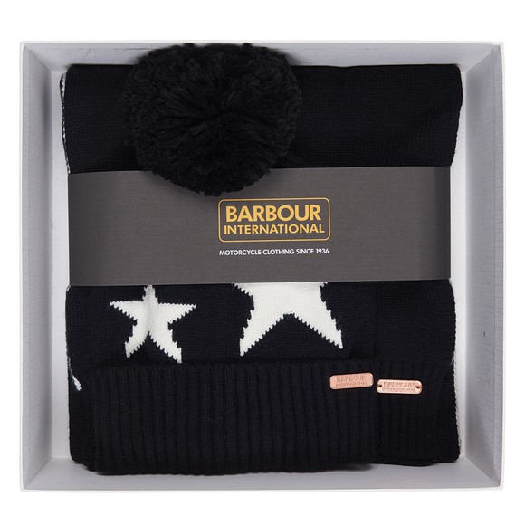 Barbour International Womens Black Star Beanie & Scarf Set main image