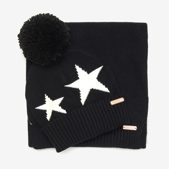 Barbour International Womens Black Star Beanie & Scarf Set main image