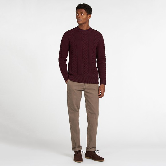 Barbour Lifestyle Mens Red Essential Cable Knit main image