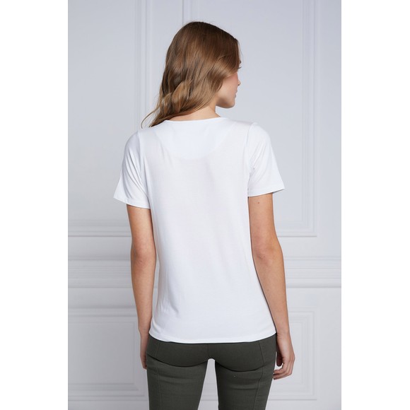 Holland Cooper Womens White Serif V Neck T Shirt #3