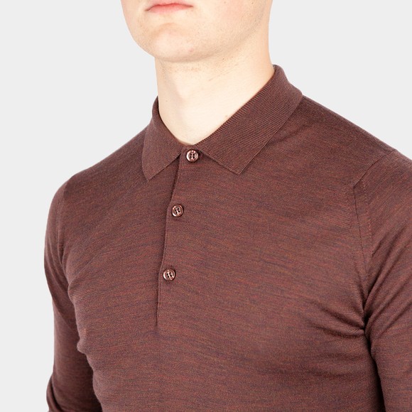 John Smedley Mens Orange Belper Long Sleeve Polo Shirt main image