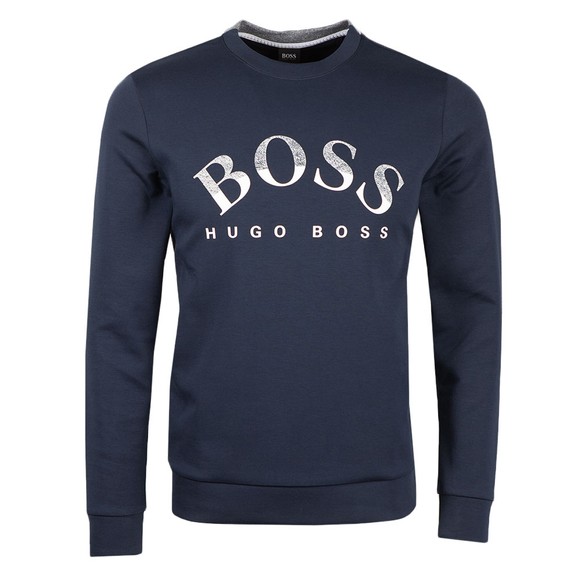 BOSS Mens Blue Athleisure Salbo 1 Marl Logo Sweatshirt #1
