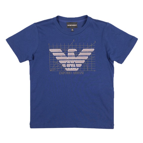 Emporio Armani Boys Blue Metallic Logo T-Shirt main image