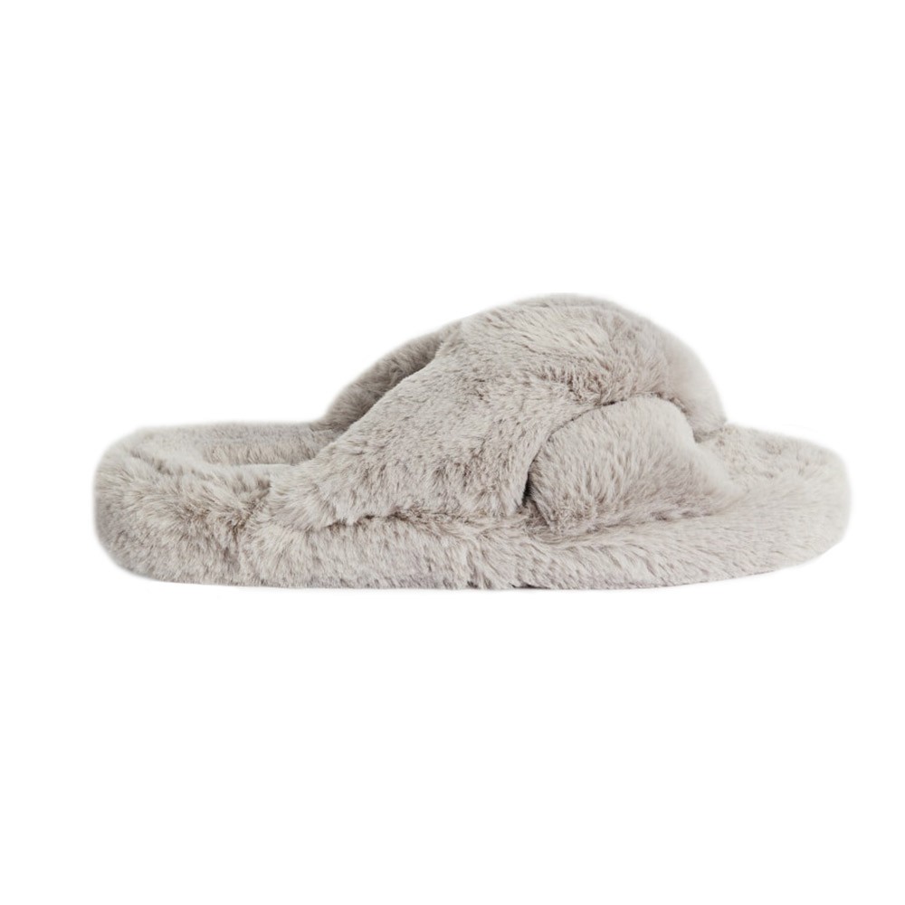 Lopply Faux Fur Cross Over Slipper