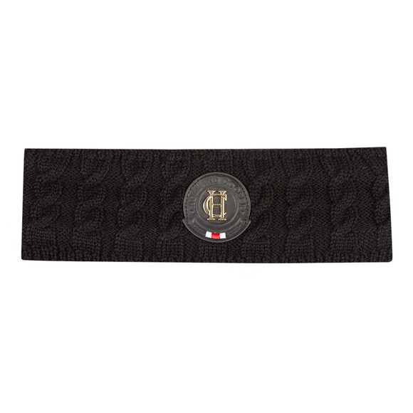 Holland Cooper Womens Black Luxe Cable Knit Headband #1