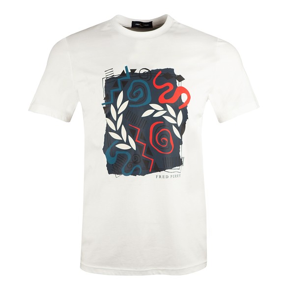 Fred Perry Mens White Mosaic Print T-Shirt main image