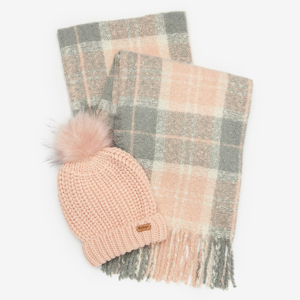 Barbour Lifestyle Saltburn Beanie Scarf Set Oxygen Clothing