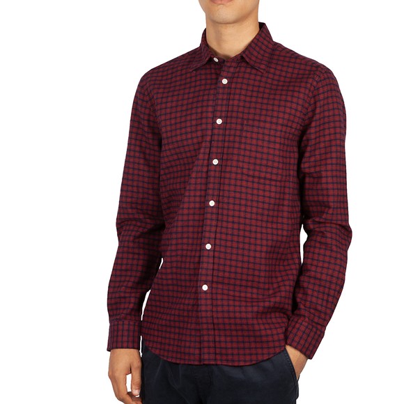 Portuguese Flannel Mens Purple Micro Check Shirt main image