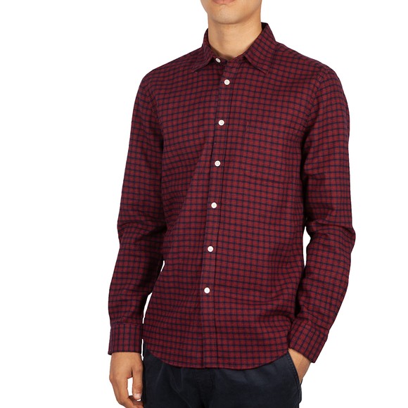 Portuguese Flannel Mens Red Micro Check Shirt main image