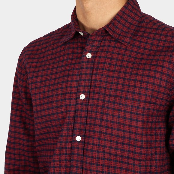 Portuguese Flannel Mens Red Micro Check Shirt main image